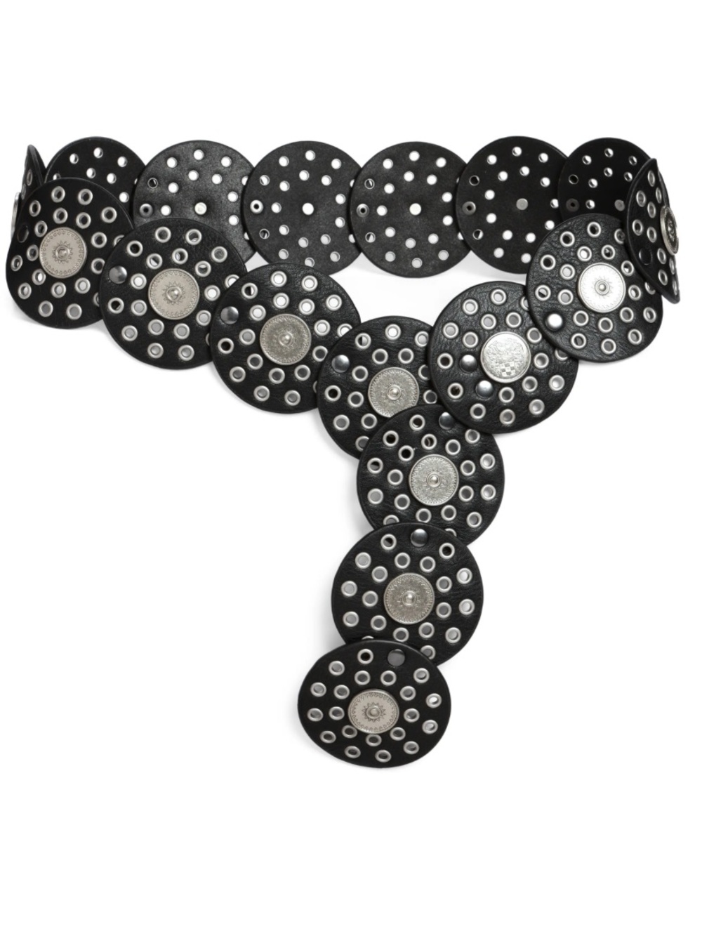 Vince Camuto Concho Grommet Disc Belt Black Silver NWT